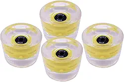 Rodas de skate flash LED 70 mm - material PU, reduz a vibração, durômetro de 80 A - perfeito para esportes de parque e patinação de rua em cruzeiro - amarelo e preto
