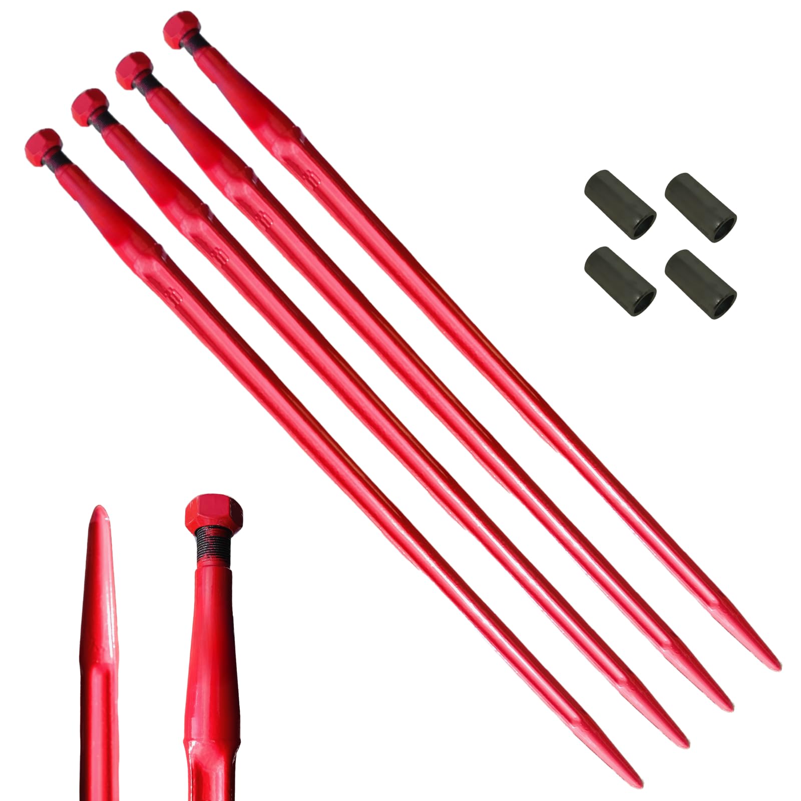 4x Frontladerzinken Frontlader 810mm M22x1.5 Zinken Großballenzinken + 4x Büchsen