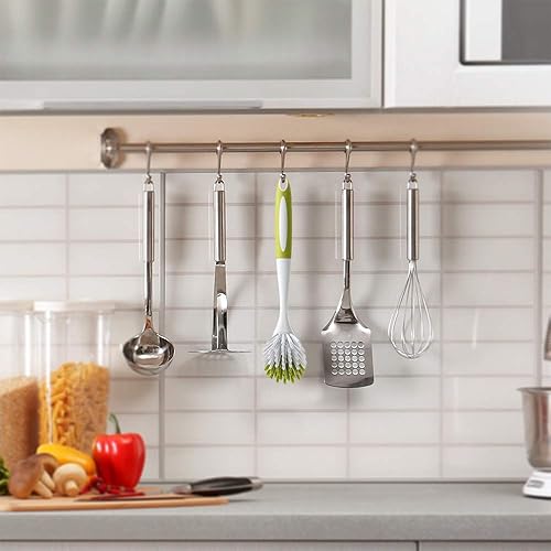 Miniatura 7 de Cepillo para platos, limpiador de platos y cepillo de cocina para platos, ollas, sartenes, fregadero, hierro fundido, amarillo-verde, paquete de 5