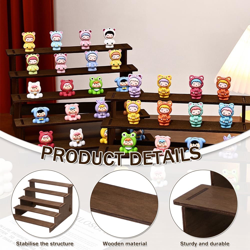 5 Stufen Display Ständer Holz Ausstellungsregal Treppe aus Holz Abnehmbarer Parfüm Organizer für Kosmetik,Figuren,Desserts,Cupcakes und Küche Gewürz(29.5 x 27.5 x 19cm)