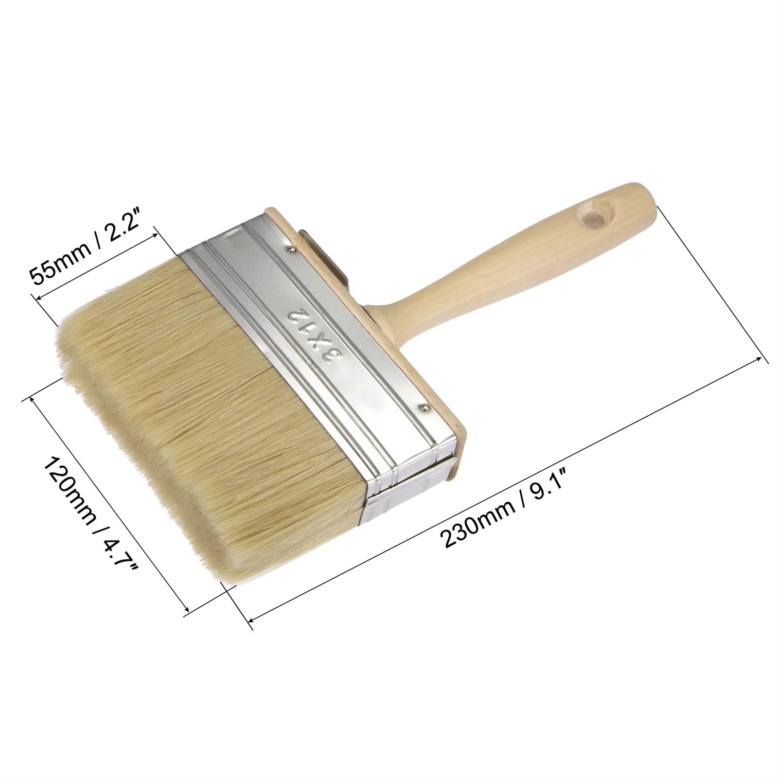 Suministros de Pintura, Pincel de tinción for Paredes 4,7" Ancho 1,2" cerda Gruesa Doble con Pinceles Mango Madera