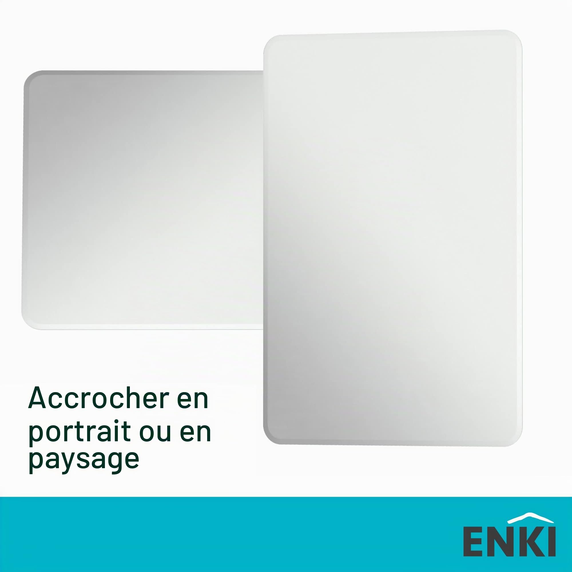 ENKI, Horizon BM033 Miroir rectangulaire avec Coins arrondis 400 x 600 mm