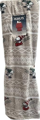 Berkshire Home & Blanket Co. Peanuts Gang - Manta de felpa suave de terciopelo navideño  Con Snoopy & Woodstock  Patinaje sobre hielo y diversión en
