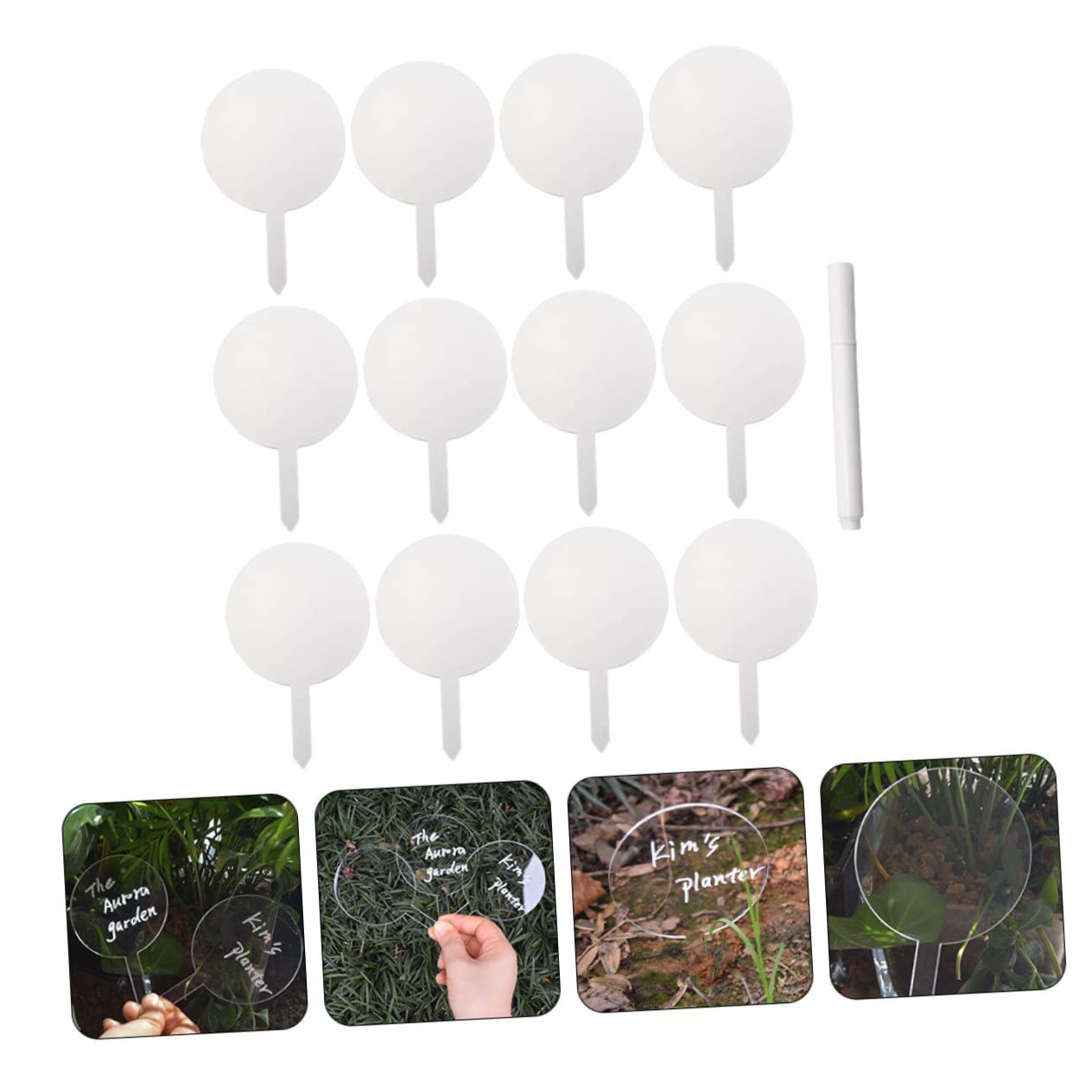 Supvox 48stücke Pflanzenetiketten Acryl Mit Stift Wiederverwendbare Gartenmarkierungen Für Blumen Kräuter Und Sukkulenten Einfach Zu Beschriften Und Langlebig