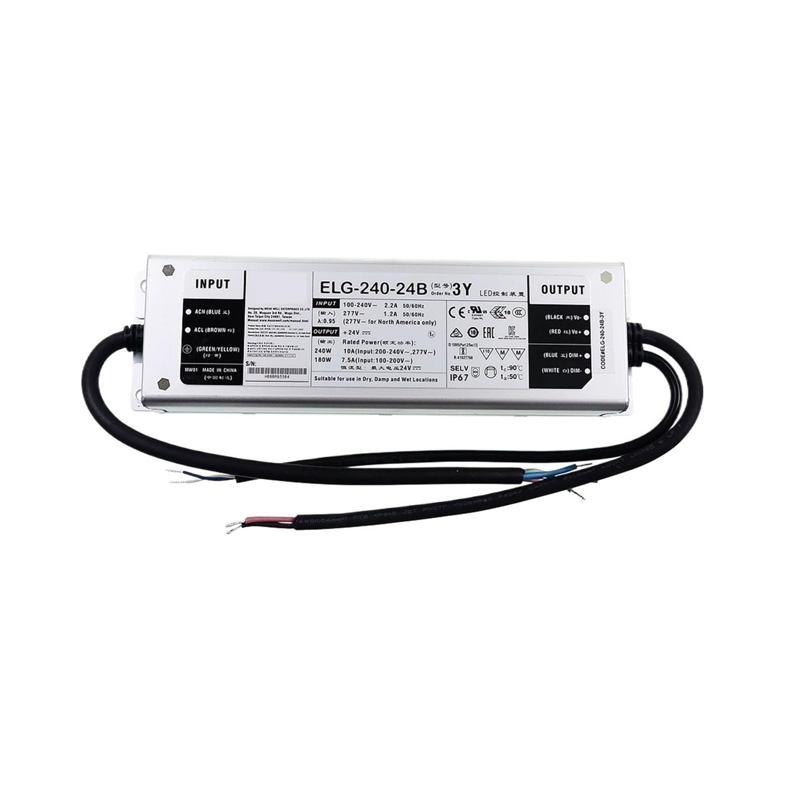 BALYDLUL ELG-240-24DA-3Y ELG-240-36DA-3Y 180~240W Constant Voltage + Constant Current LED Driver ELG-240(ELG-240-24DA-3Y)