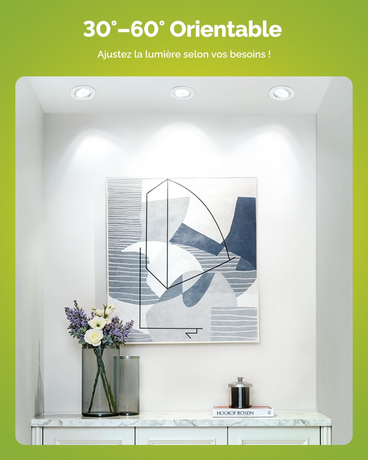 Fondiiz 5 W led-inbouwspot, draaibaar, extra plat, 480 lm, koudwit, 6000 K, plafondspots, IP44, waterdicht, voor badkamer, wit gat 70 - 80 mm, niet dimbaar, 12 stuks