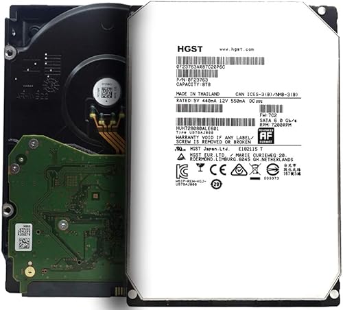 HGST Ultrastar He8 Helium (HUH728080ALE601) 8TB 7200RPM 128MB Cache SATA 6.0Gbs 3.5in Enterprise Hard Drive - 5 años de garantía (renovado)
