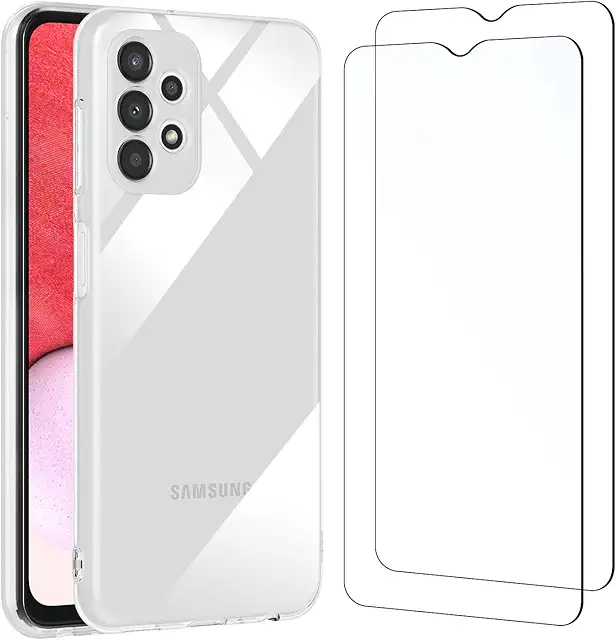 Coque Samsung A13 4G avec 2 Protections Écran Verre Trempé - Transparente TPU