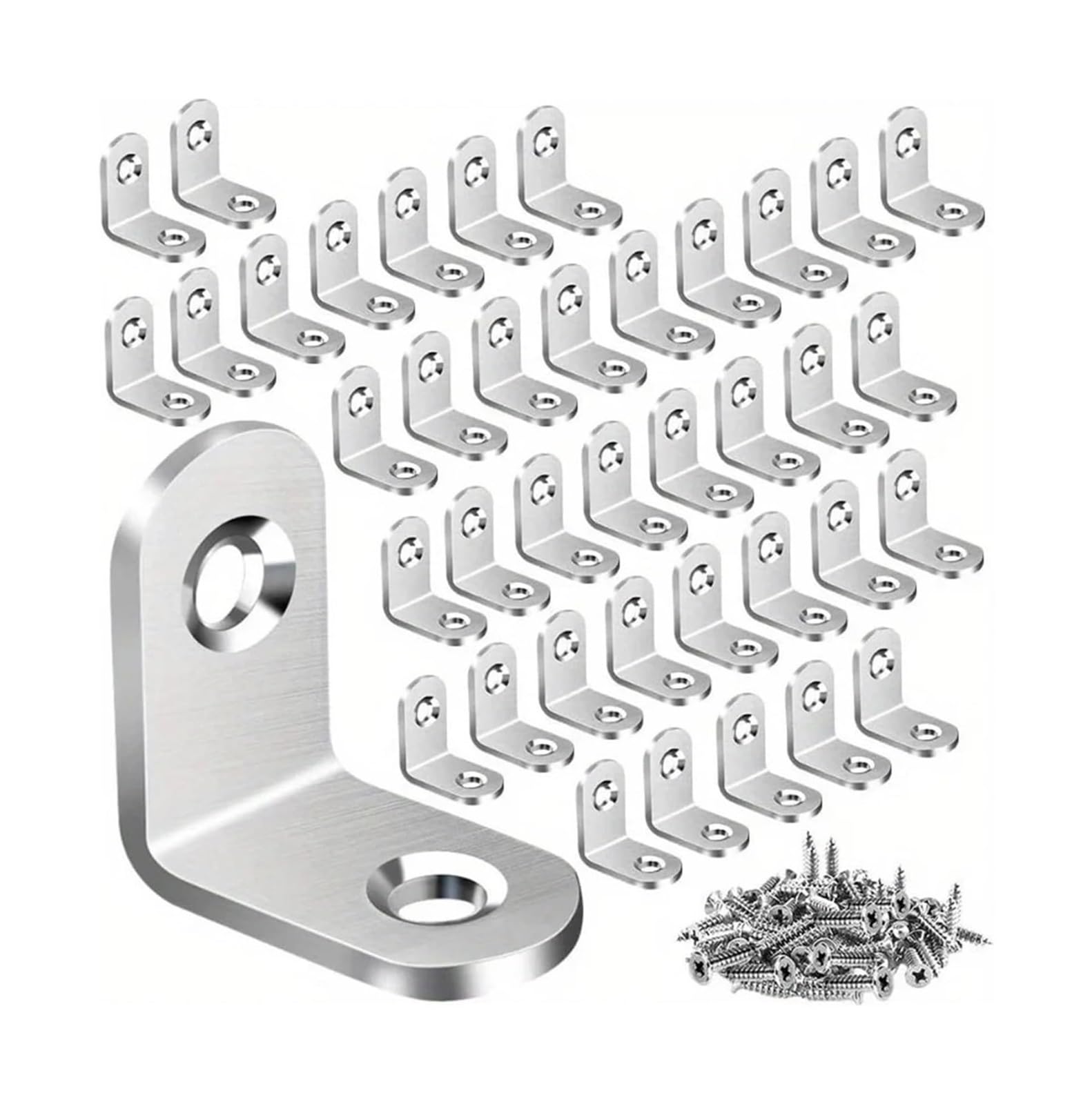 Angle Brackets, L Brackets 40pcs Right Angle Brace for Furniture(Silvery)