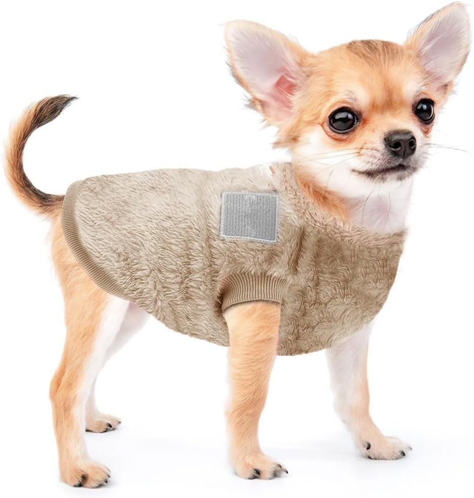 Voarge Pet Wool Winter Coat with D-Ring, Winter Warm Dog Cat Jumper Clothes Pet Coat Costume Puppy Sweater, Grey, M (Brown, XL)
