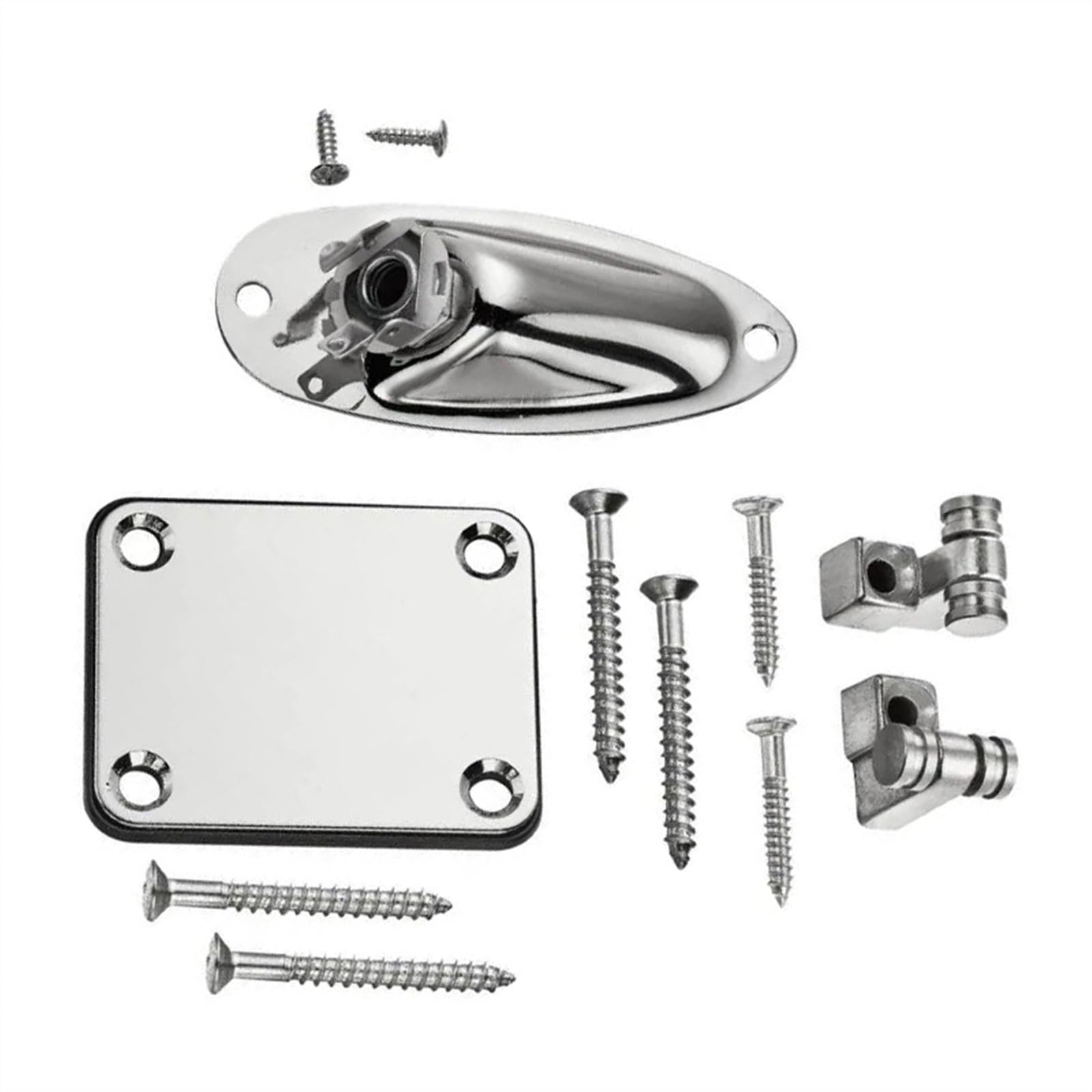 Zestaw Elementów Ustalających Drzewo Strun Gitarowych Z Metalową Płytką Na Szyjkę I Płytką Z Gniazdem Gitarowym Gitara Akcesoria do Instrumentów (Color : Silver)