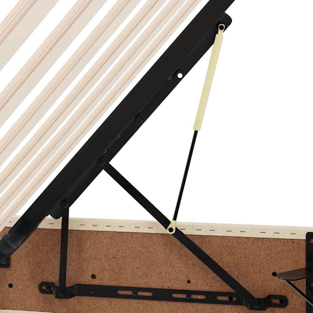 Cama de almacenamiento con colchón crema de 120 x 190 cm, material con marco de metal, cabecero, elevador lateral hidráulico, amplio espacio de almacenamiento y estante para dormitorio