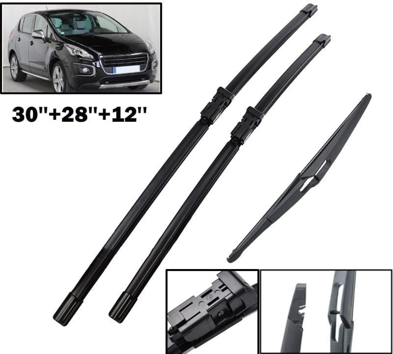 ,per Peugeot 3008 MK1 2008 2009 2010 2011 2012 2013 2014 2015 2016 Auto Finestrino Anteriore Parabrezza Parabrezza Tergicristallo Set Kit 30 "28" 12 "Tergicristalli