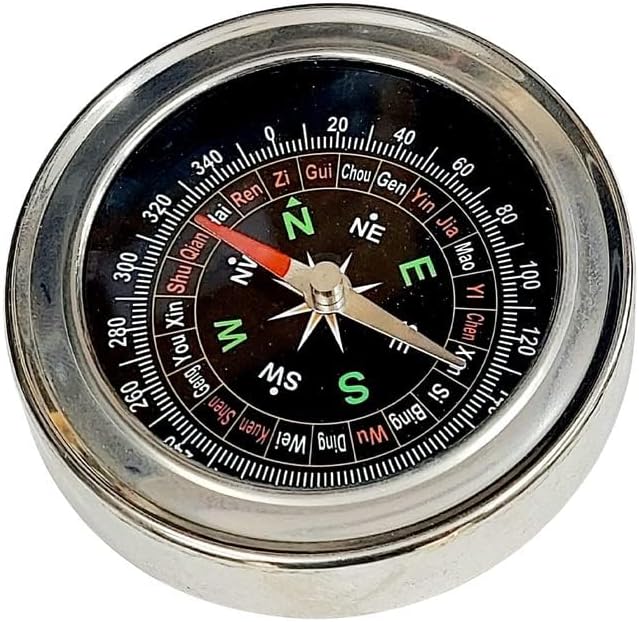 ERH India 1 Pc Magnetic Direction Compass Small Size 75mm Diameter Stainless Steel Directional Compass for Outdoor Mountaineering and DIY School Projects