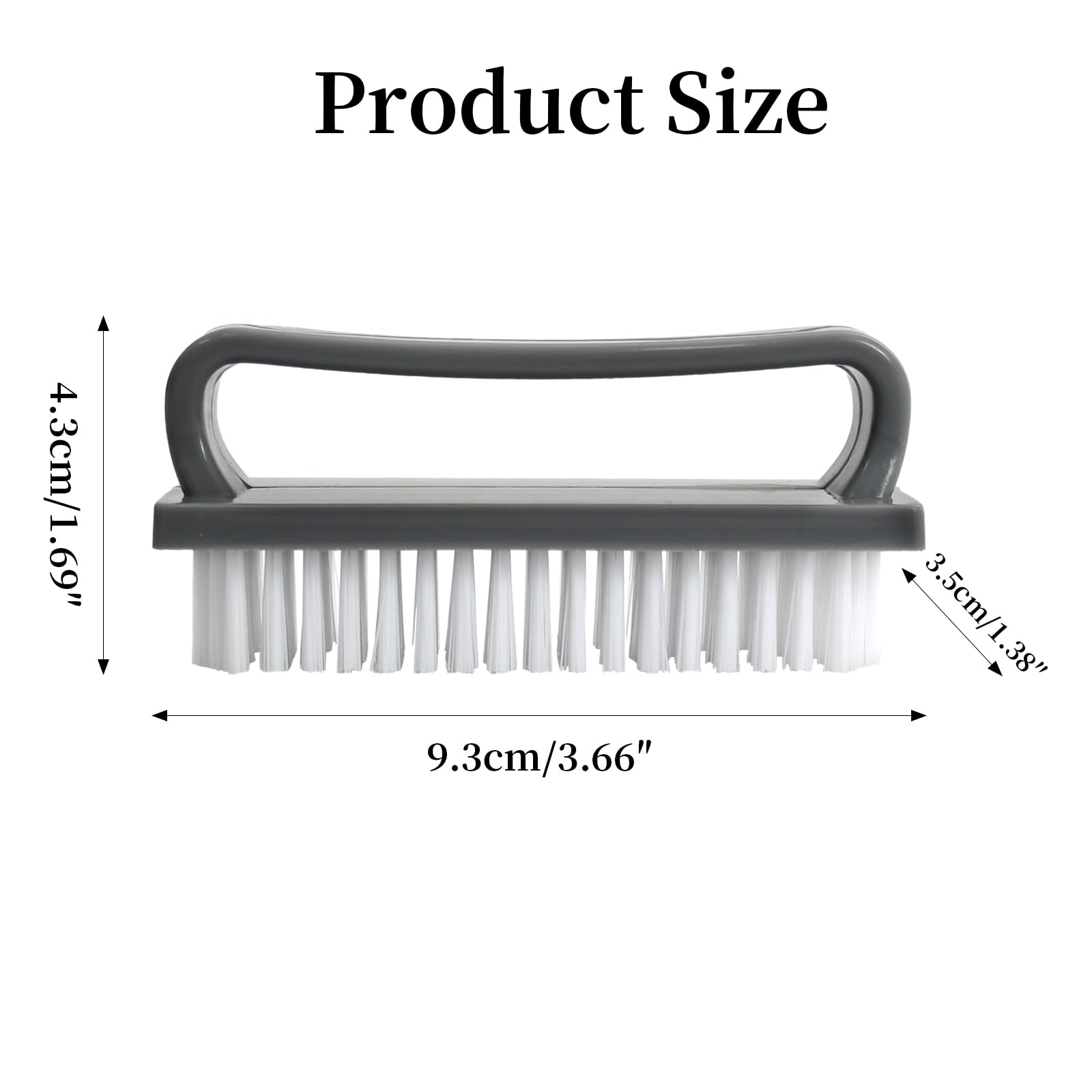 Spazzolino per Unghie e Mani, 4 Pezzi Set Spazzole Unghie 9.5x3.8 cm, Spazzolina con Setole Resistente per Pulizia Profonda, Multiuso per Casa, Cucina e Igiene Personale, Grigio