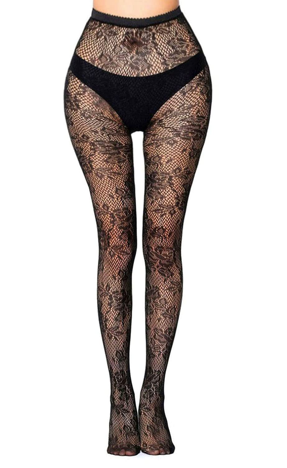 Simply JoshimoWomens Black Patterned Fishnet Net Tights/Ladies Fashion Pattern Pantyhose (Striped)
