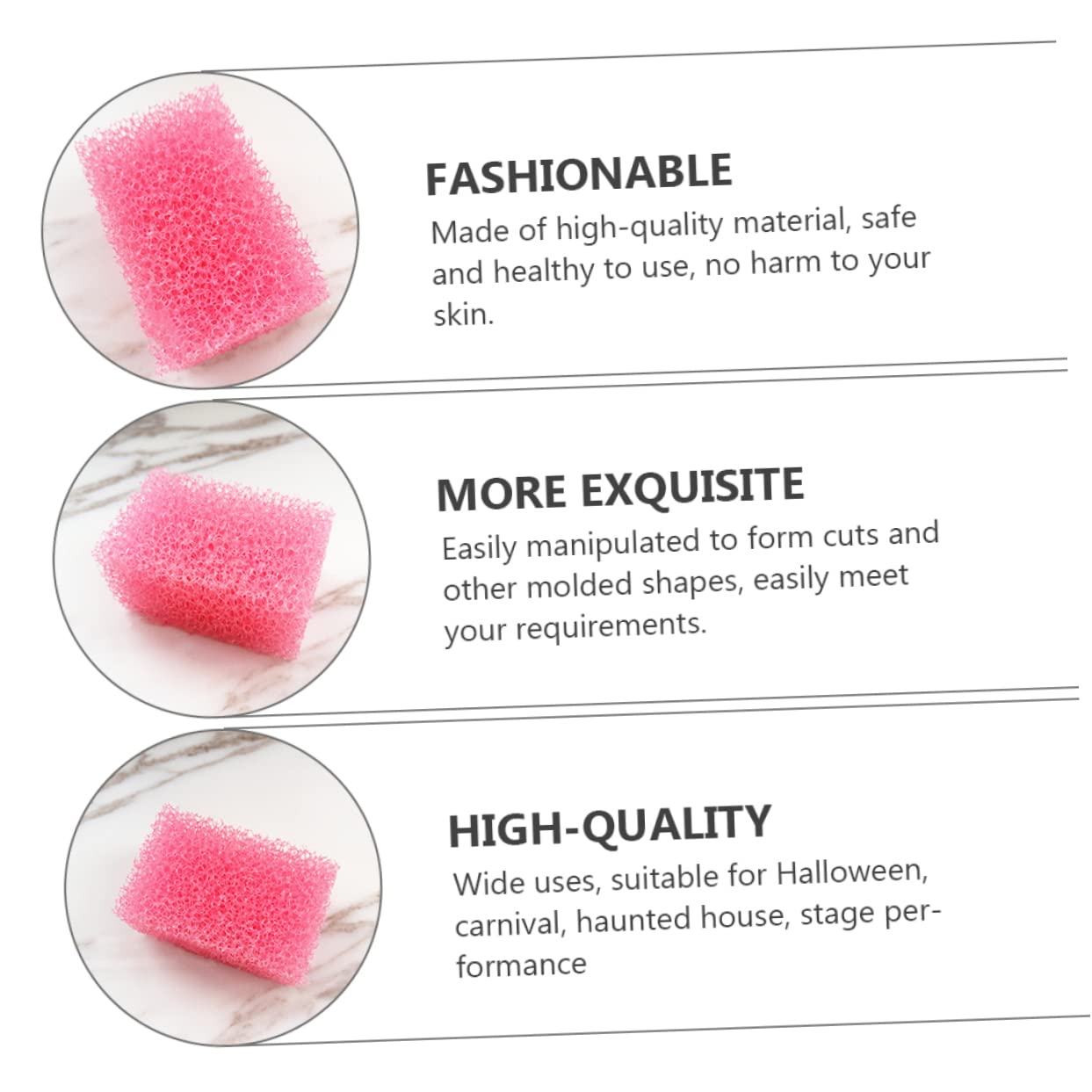 FRCOLOR 20piezas Esponjas De Maquillaje Efecto Especial Para Halloween Para Cosplay y Creación De Heridas Material Seguro y Saludable Uso Versátil Fiestas y Representaciones