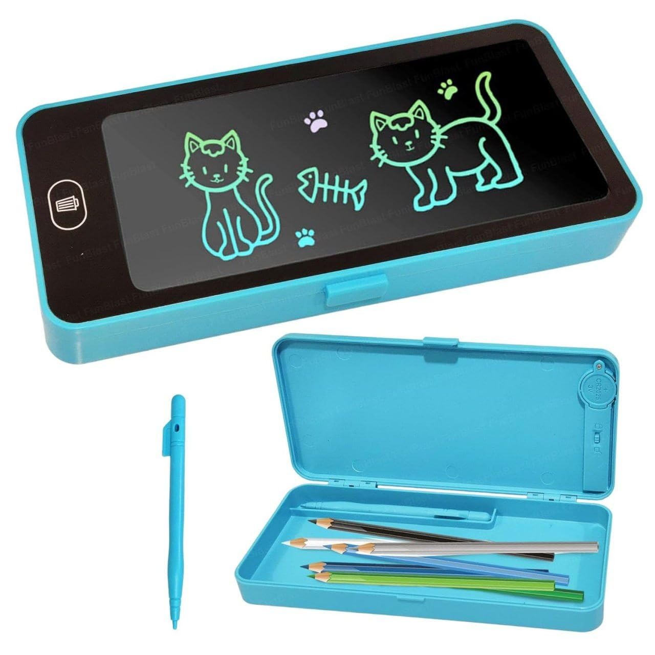 Avenn 2 in 1 LCD Writing Tablet Pencil Case for Kids 20x9cm - Multicolor | One-Key Erase, Reusable Doodle Board, ABS + LCD Material, Lock Screen Feature, Ages 3 and Above-image-7