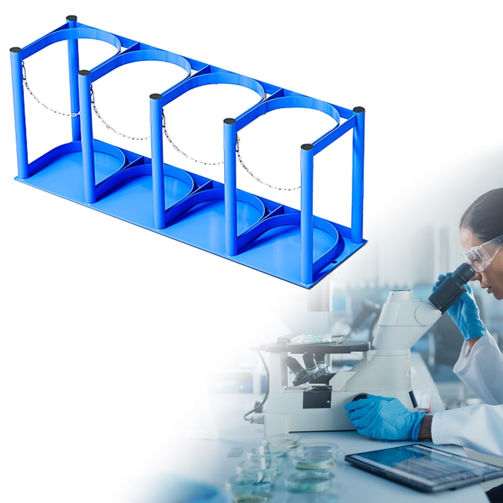 GHHVFEC Oxygen cylinder rack,Oxygen Tank Holder for Laboratories - 4-5L MJDREll Cylinder Rack, Pre-drilled Oxygen Tank Stand, Durable Gas Cylinder Bracket, 75cm (29.5") - Stable & Portable D