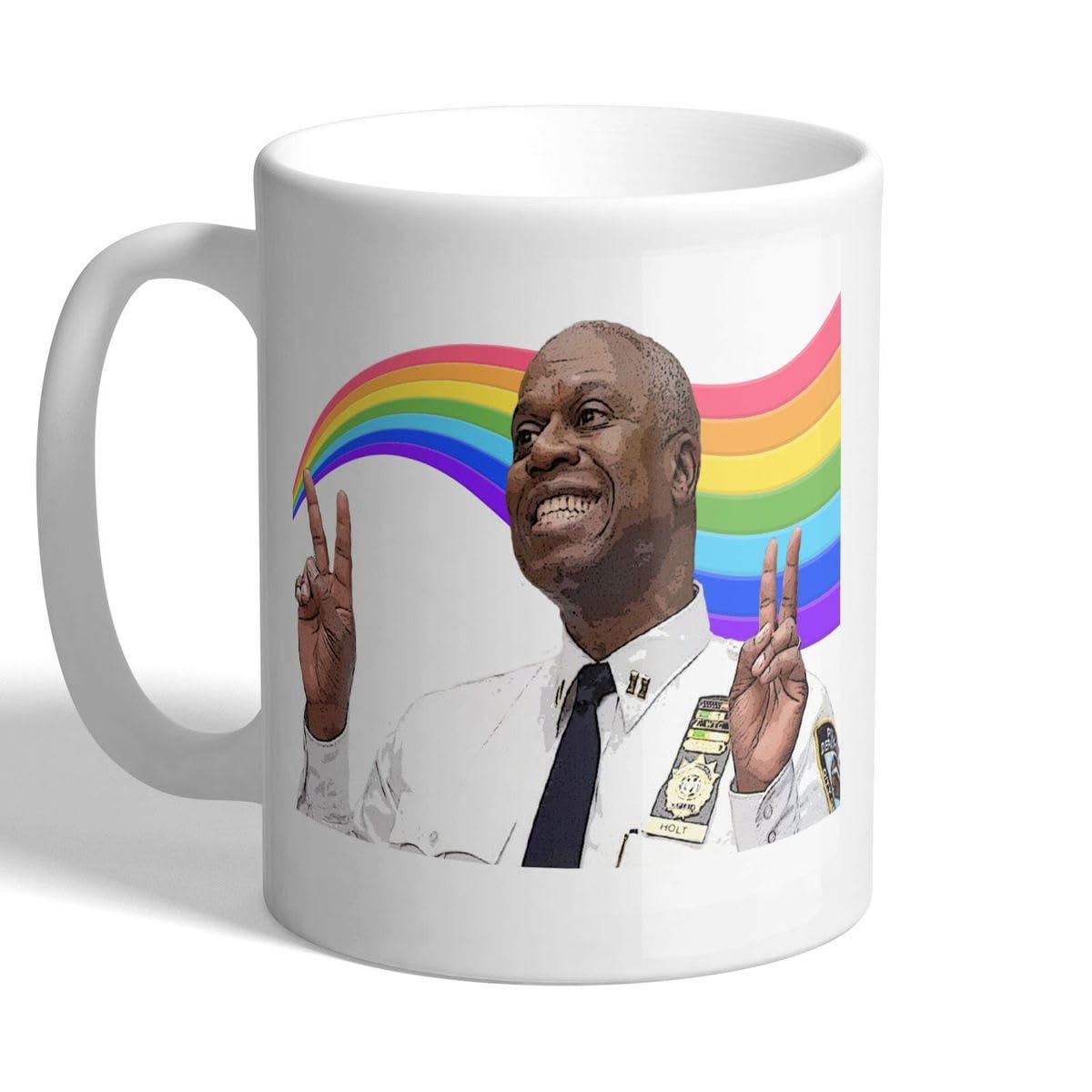CRAFT MANIACS Brooklyn 99 RAY Holt Rainbow Printed White 330 ML Designer Tea/Coffee Mug for SICTOM Lovers | Microwave & Dishwasher Safe
