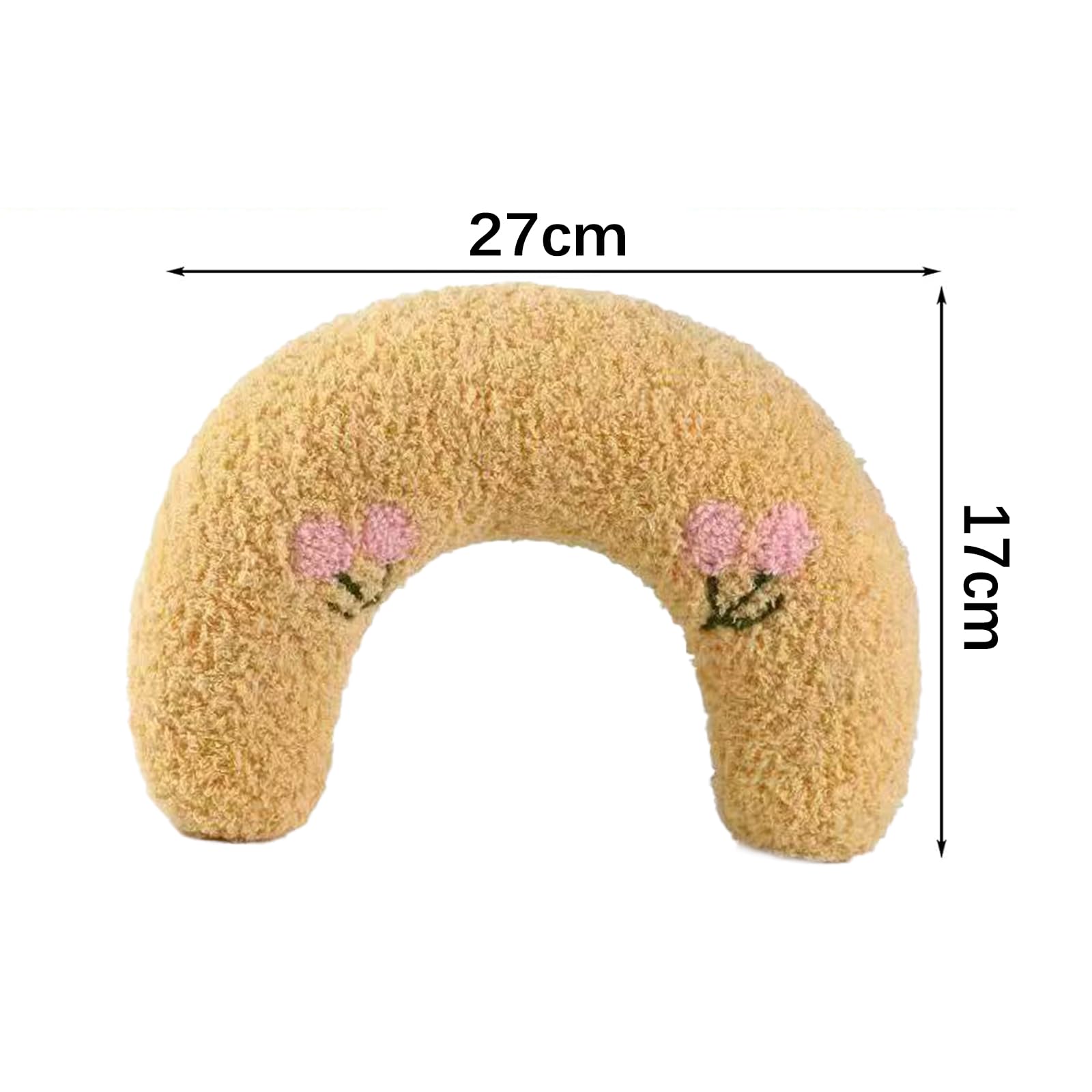 1 coussin de nuque pour petits chiens, en forme de U, coussin de cou doux et moelleux, améliore le relief en machine à dormir, lavable en machine, jouet apaisant (jaune)