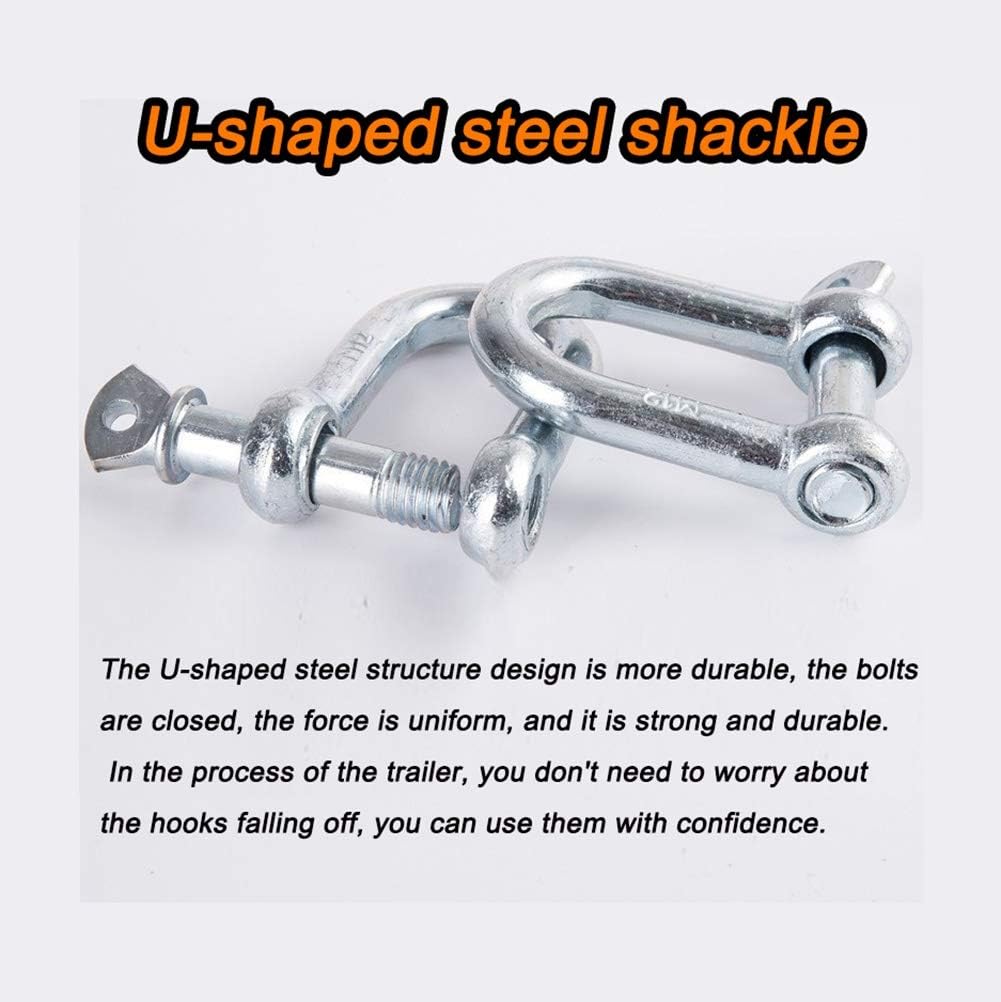 Nylon Heavy Duty Tow Strap Recovery Strap with Hooks 10,000 LBS Break Strength, U Ring Shackles (2pcs), Recover Your Vehicle Stuck in(5m)