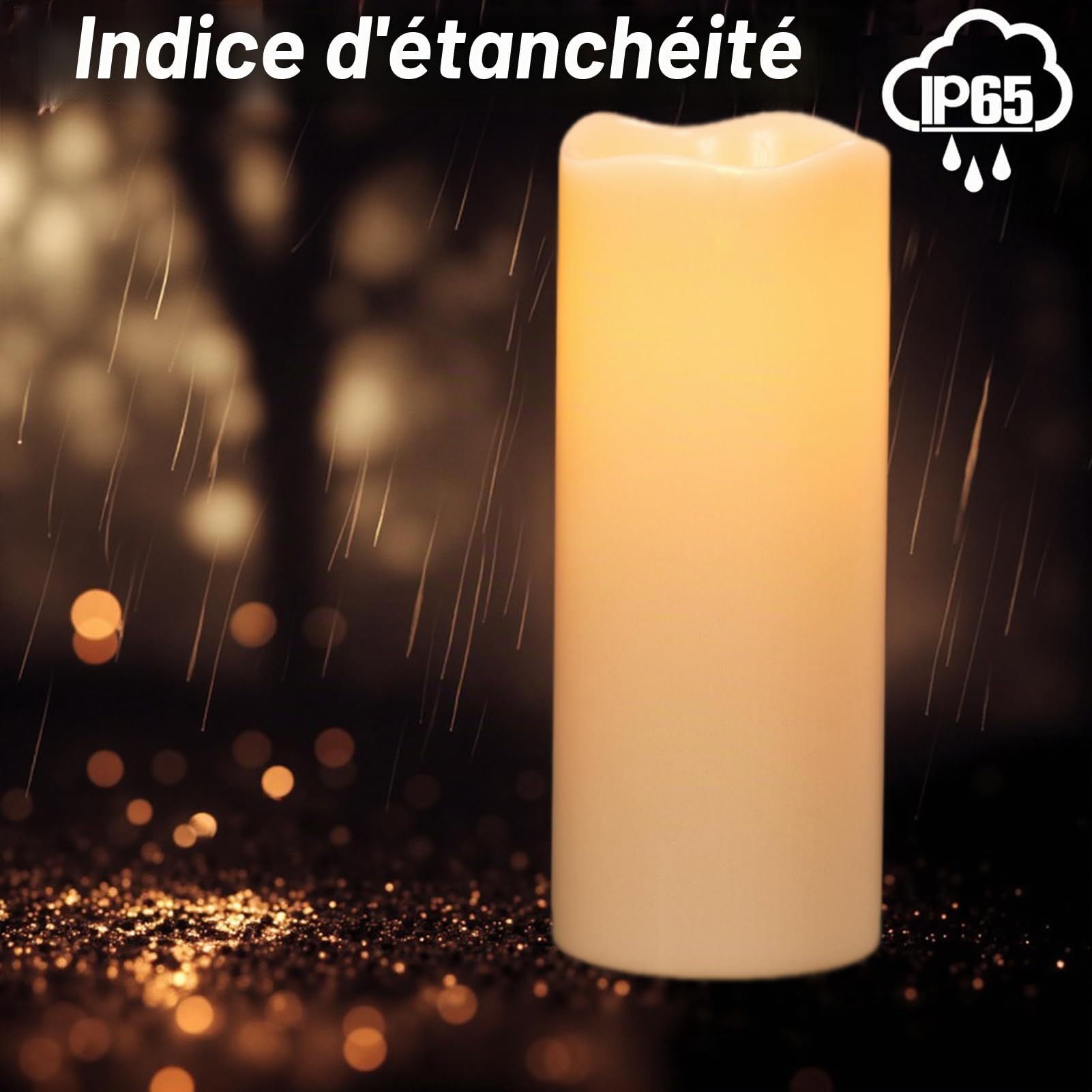 Eldnacele Lampes solaires LED imperméables, grandes, sans flamme, pour extérieur, jardin, camping, patio, décorations de maison (10,2 x 25,4 cm, lot de 2)
