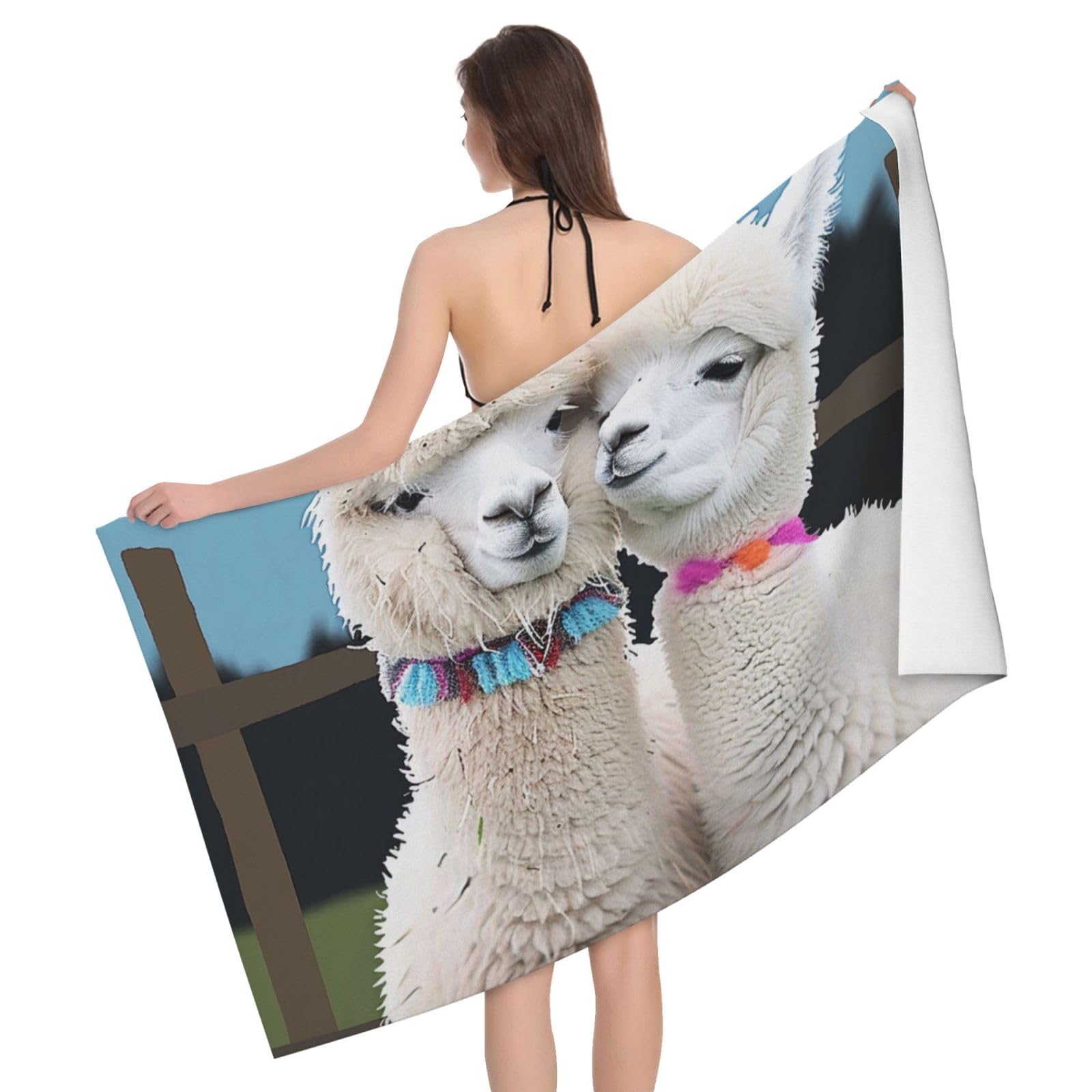 BWWHCCTI Cute Alpacas Printed Microfiber Quick Dry Bath Towel, Soft Beach Towels for Travel,Camping,Gym,Beach,Swimming,Yoga, 130x80 CM