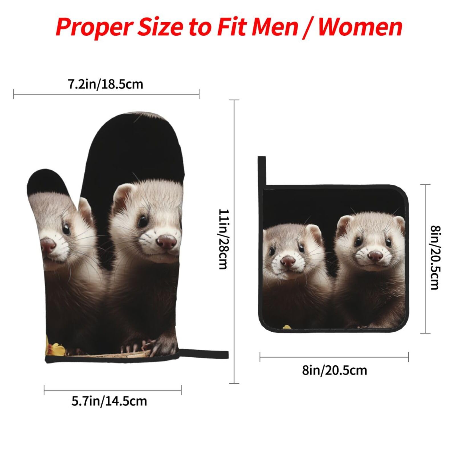 4 Pcs Oven Mitts and Pot Holders Set 500°F Heat Resistant Oven Gloves and Hot Pads Kitchen Mittens Cooking Gloves Potholders for Baking Grilling BBQ