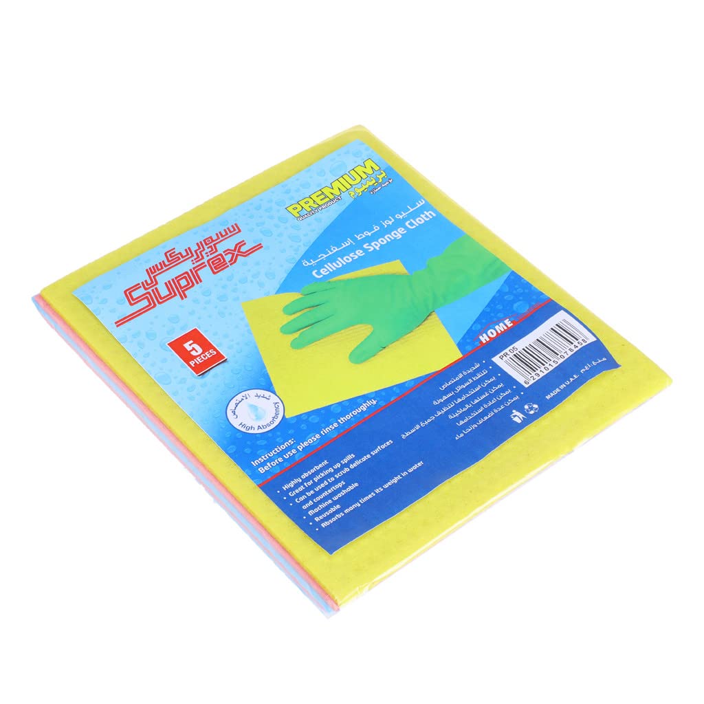 SUPER SPONGEX Cellulose Sponge Cloth [ Pack of 10 pcs] | Kitchen Cloths Reusable Assorted Eco-Friendly Cellulose Sponge Cleaning Towels for Washing Dishes