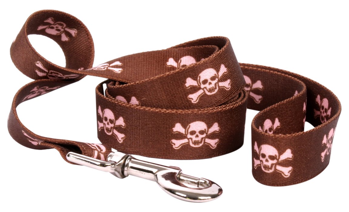 Yellow Dog Design Standard Lead, Brown/Pink Skulls 3/8" x 60" (5 ft.)