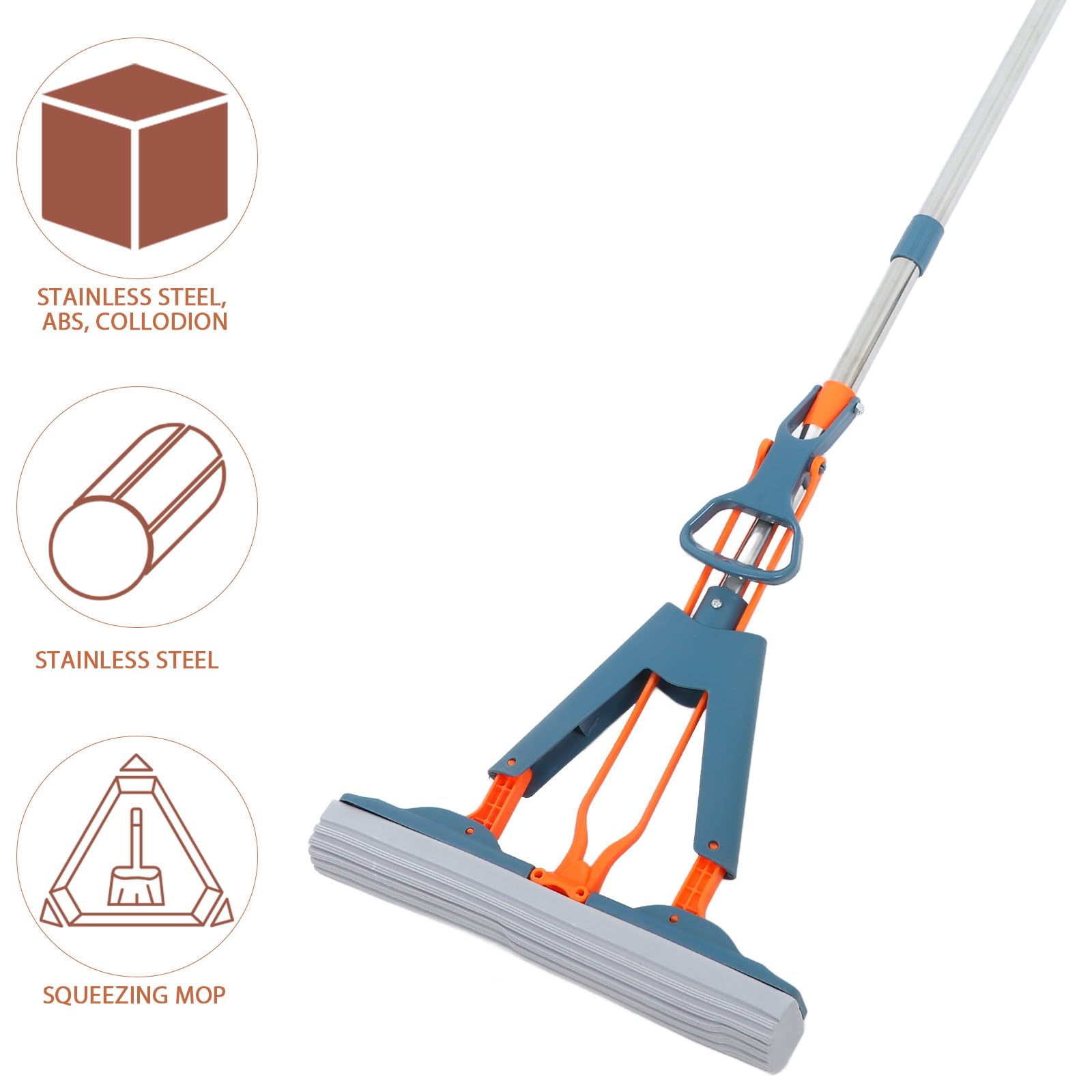 Haushalts Wischmopp Satz 34cm Blau, Edelstahl Abs Kollodion