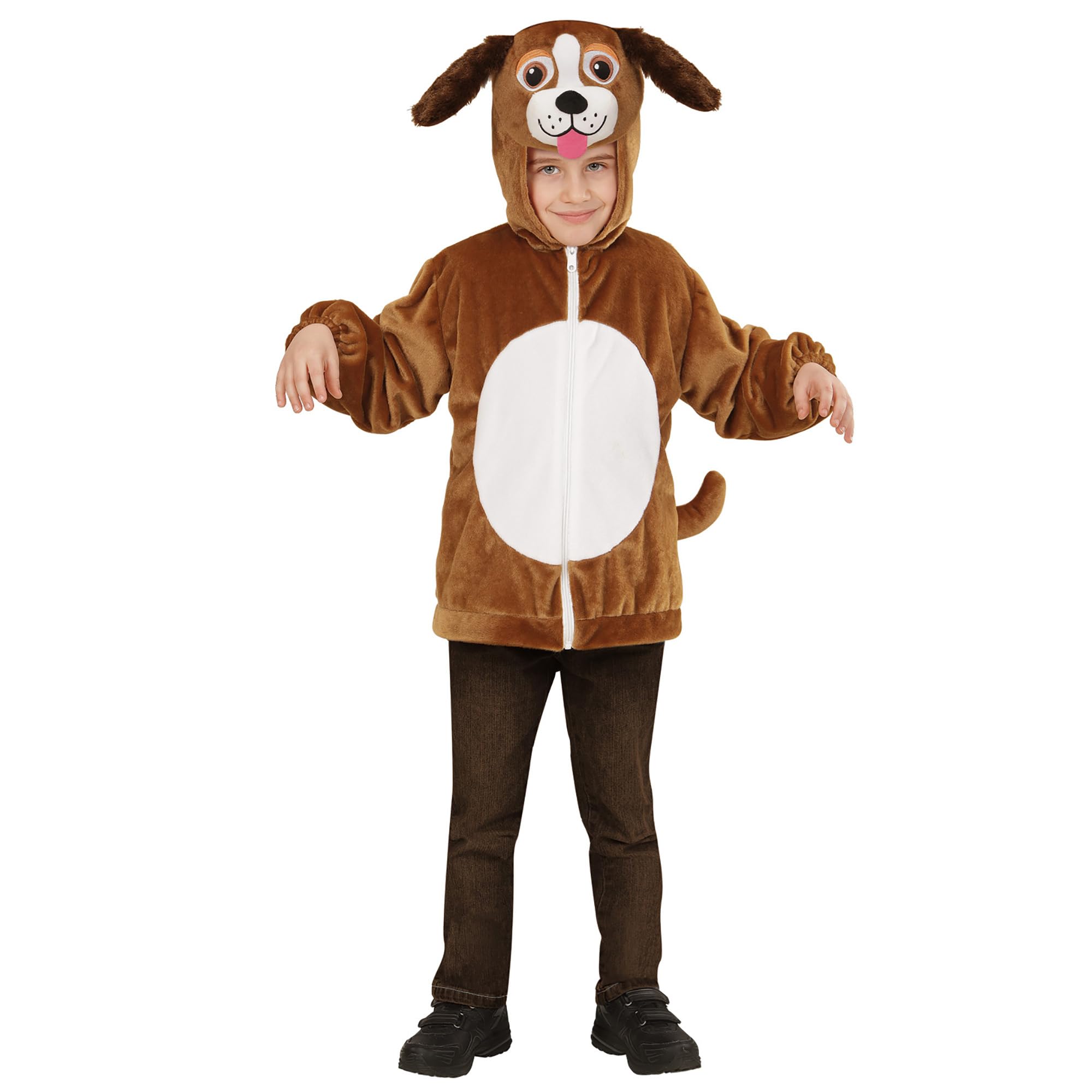 Widmann MILANO PARTY FASHION - Disfraz de perro de peluche para niños, chaqueta con capucha, disfraz de animal, carnaval