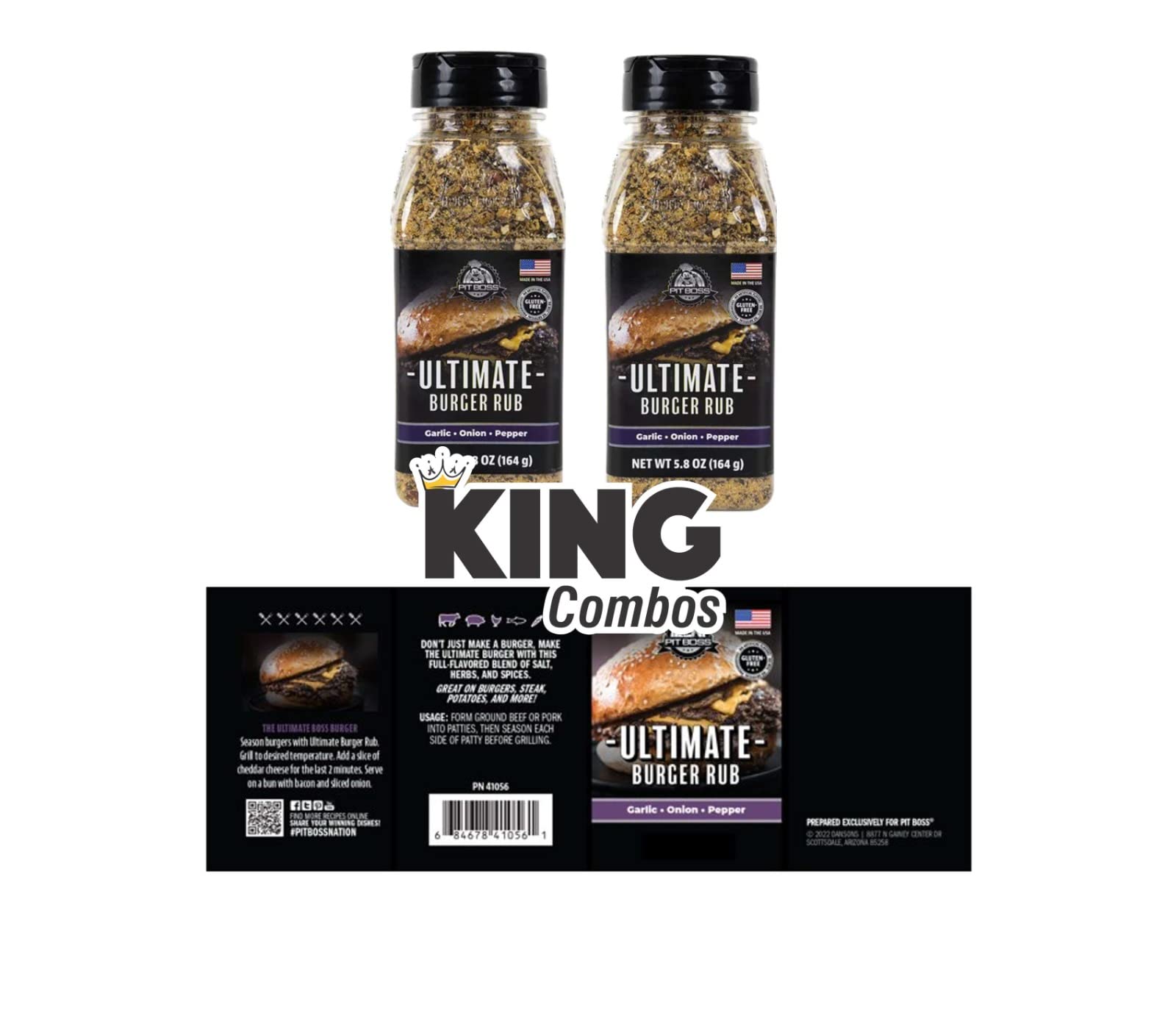 Pit Boss Grill Seasoning & Rub ultimate Burger Rub 5.0 0z pack of 2 + King QR Code