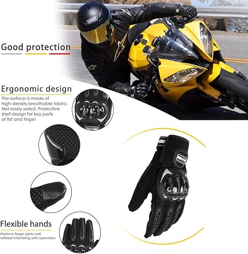 Miniatura 5 de Guantes de motocicleta para hombres y mujeres guantes de motocicleta con pantalla táctil de dedo completo guantes de equitación ajustables con