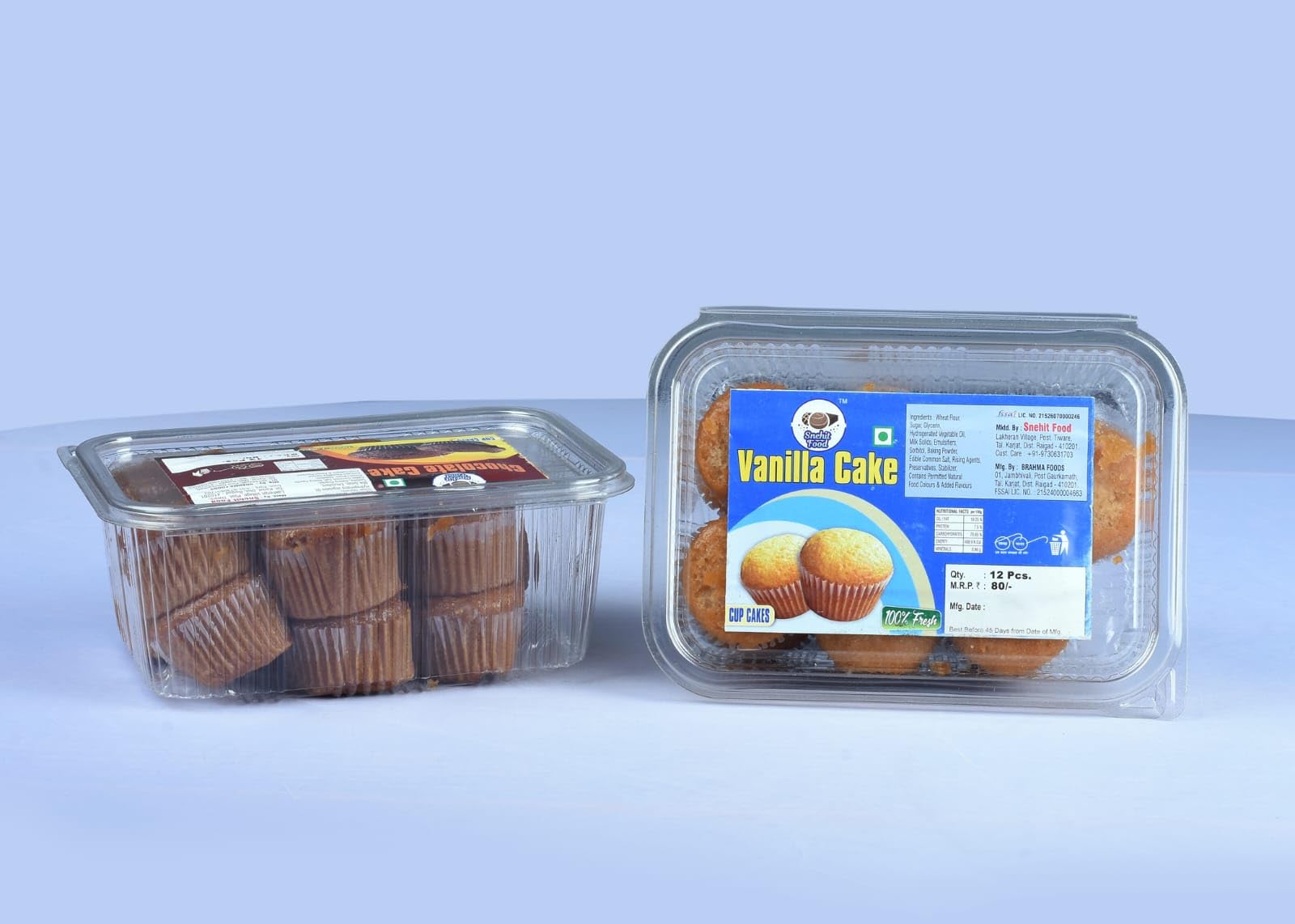Snehit Food Cup Cakes | Soft & Fresh Tea-Time Cakes | Available in Mawa, Pineapple, Chocolate & Vanilla Flavours | Pack of 12 (Vanilla)-picture-11