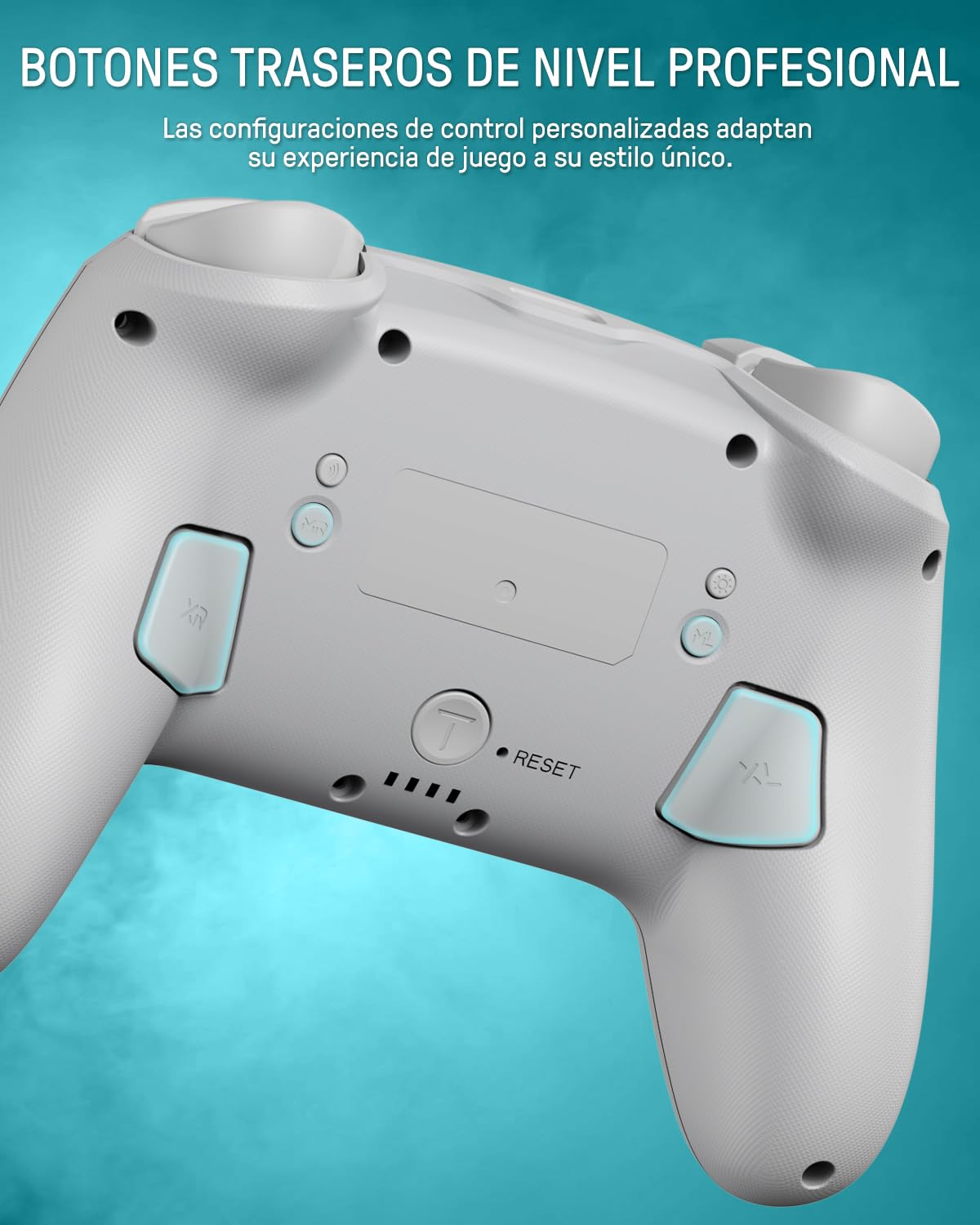 Mando Pro Switch 2, Mando Inalambrico Compatible con Switch 2/OLED/Lite, Firefly Pro Controller Bluetooth con Efecto Hall/7 LED Colores/Botones Traseros/Turbo/Control de Movimiento - Blanco