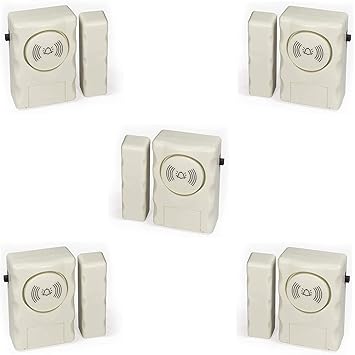 smars Plastic Wireless Door Window Open Alert Alarm Home Security System Siren | Cream-Set of 5 Quantitiy