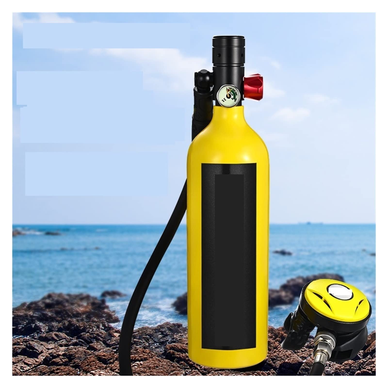 Respiratore subacqueo con cilindro di ossigeno, attrezzatura subacquea portatile per uso adulto, capacità 1 L, attrezzatura per il tempo libero all'aperto sicura e affidabile