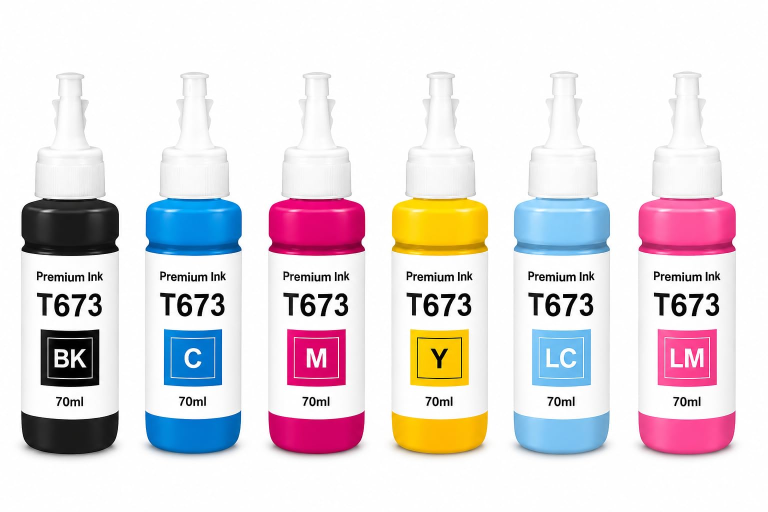 Haline T673 Compatible Ink for L805, L800, L1800, L810, L850 Printers (T673 Ink Set 6 Color)-image-10