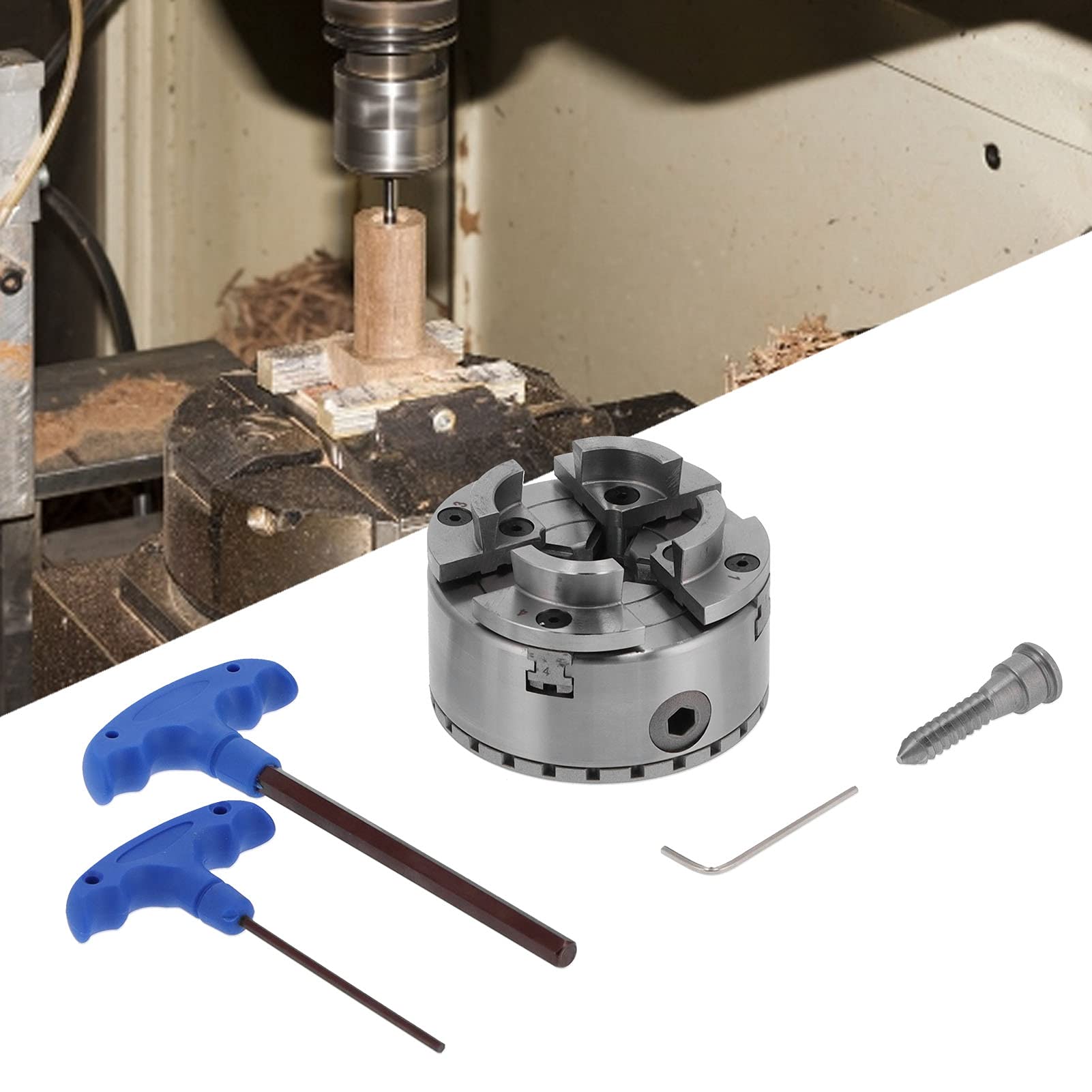 Mandrino A Vite Per Tornio Legno - Filettatura 1" X 8 TPI, Pannello Acciaio 5,1 Cm, Per Lavorazione Sicura