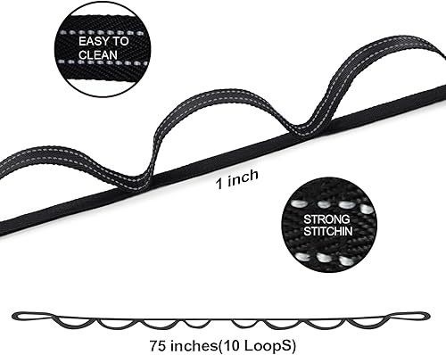 Miniatura 4 de Correa elástica de algodón duradero de alta calidad con 10 o 12 bucles, correa de yoga no elástica para estiramiento, banda elástica de fitness