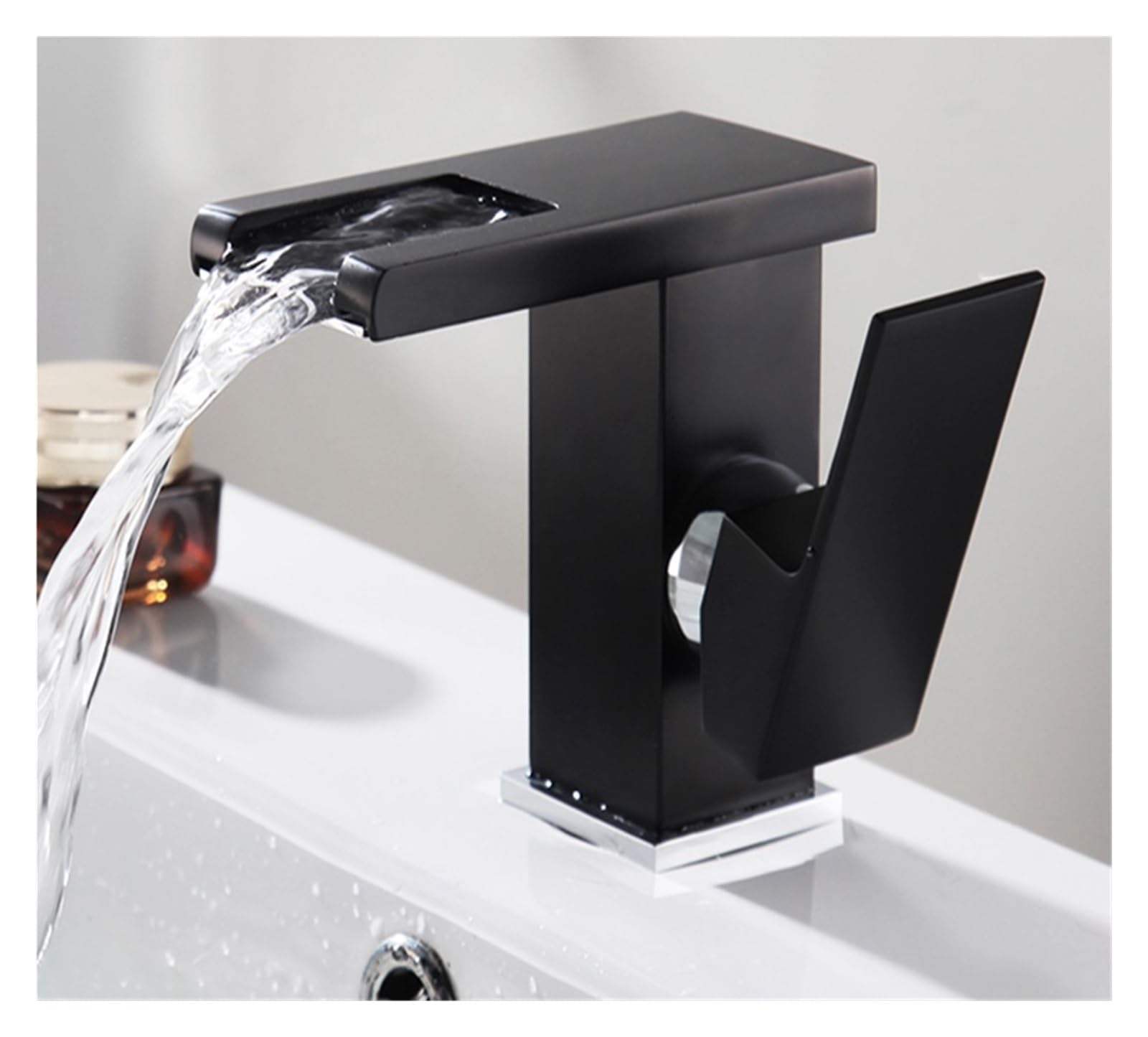Bathroom taps, Temperature LED Display Waterfall Basin Faucet Bathroom Wash Sink Deck Mounted
