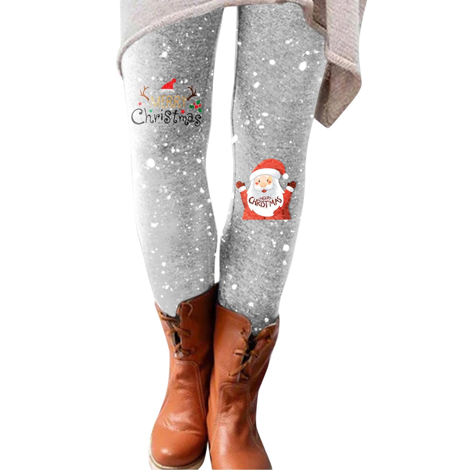 Weihnachts Leggings Damen Mit Schneemann-Muster - High Waist Thermo Hose