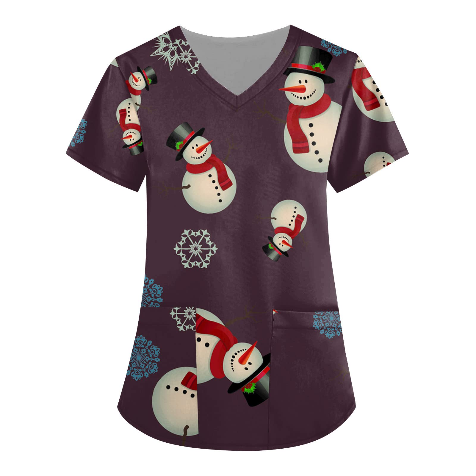 Womens Christmas Scrubs Uniforms Short Sleeve V Neck Medical Scrubs Animal Lightweight Doctors Tops Comfy Work Casual Dog Grooming Tops Hospital Work Healthcare Shirt UK