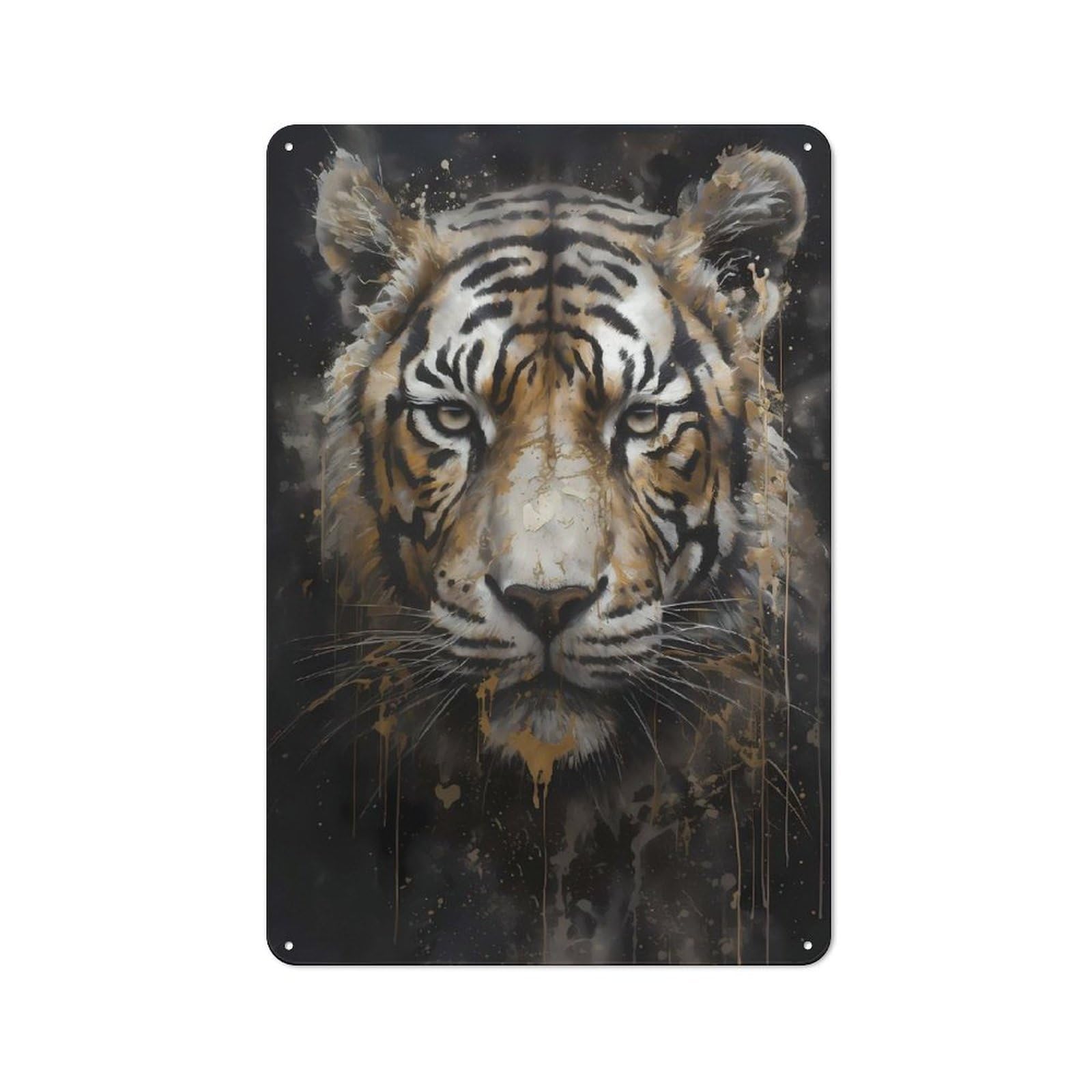 Vintage Cafe Metal Sign 30x20cm Featuring Tiger, Bistro Wall Plaque for Tea Room, Shop Wall Or Breakfast Area
