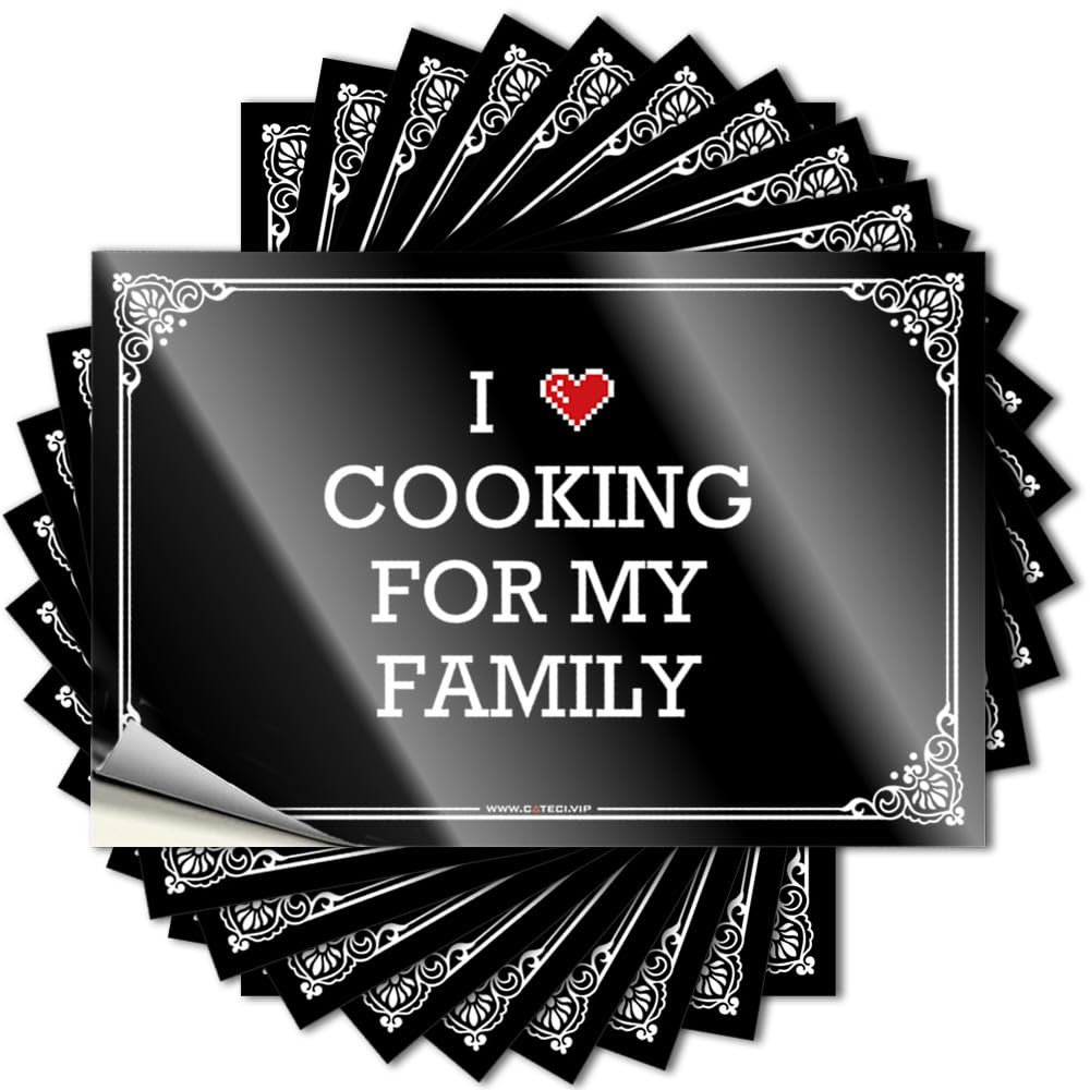 Sweet Sticker Aesthetic Decals, Grunge Cute Pattern Design for Motorcross Notebook | Tumbler Removable Vinyl I Love Cooking for My Family(6X9CM)