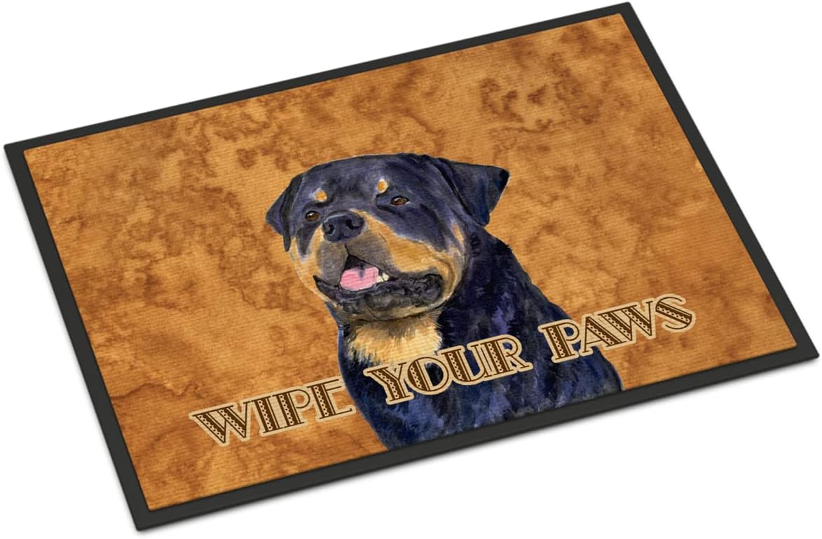 Caroline's Treasures Rottweiler Wipe Your Paws Indoor or Outdoor Mat, 18" x 27", Multicolor