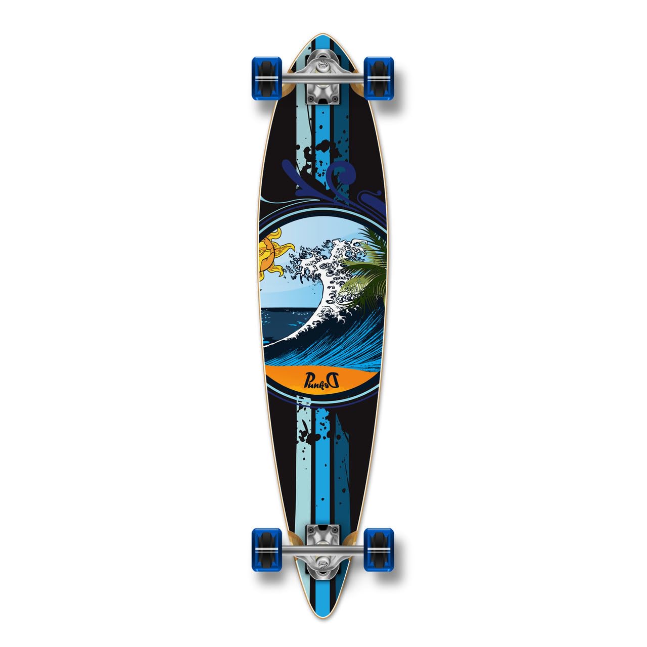 Yocaher Beach Series Complete Pintail Skateboards Longboard Cruiser w/Black Widow Premium 80A Grip Tape Aluminum Truck ABEC7 Bearing 70mm Skateboard Wheels
