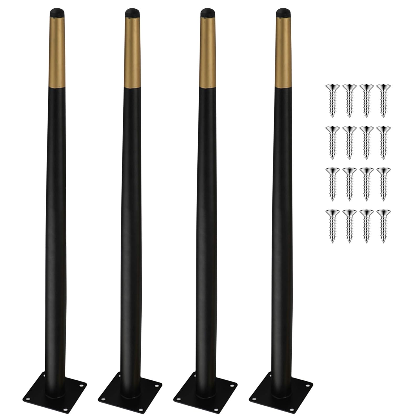 4 piedini antiscivolo in metallo nero e D per tavolo, gambe a cono in pelliccia per divani, TV, letti e tavolini da caffè, facili da avvitare, inclusi